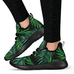 Night Tropical Palm Leaves Pattern Print Mesh Knit Shoes GearFrost