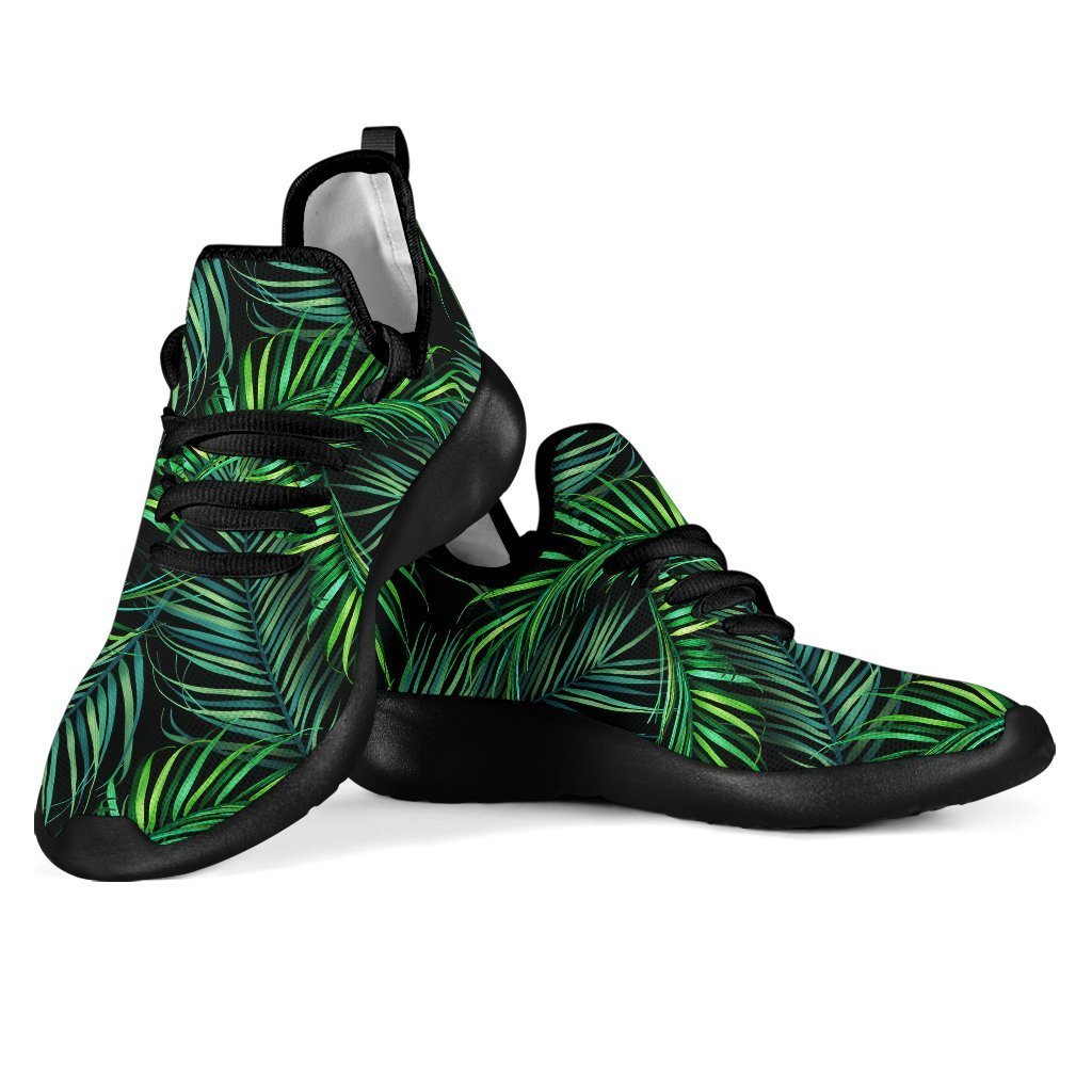 Night Tropical Palm Leaves Pattern Print Mesh Knit Shoes GearFrost