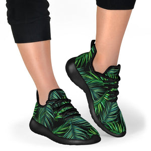 Night Tropical Palm Leaves Pattern Print Mesh Knit Shoes GearFrost