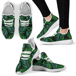 Night Tropical Palm Leaves Pattern Print Mesh Knit Shoes GearFrost