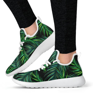 Night Tropical Palm Leaves Pattern Print Mesh Knit Shoes GearFrost