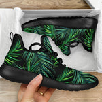 Night Tropical Palm Leaves Pattern Print Mesh Knit Shoes GearFrost