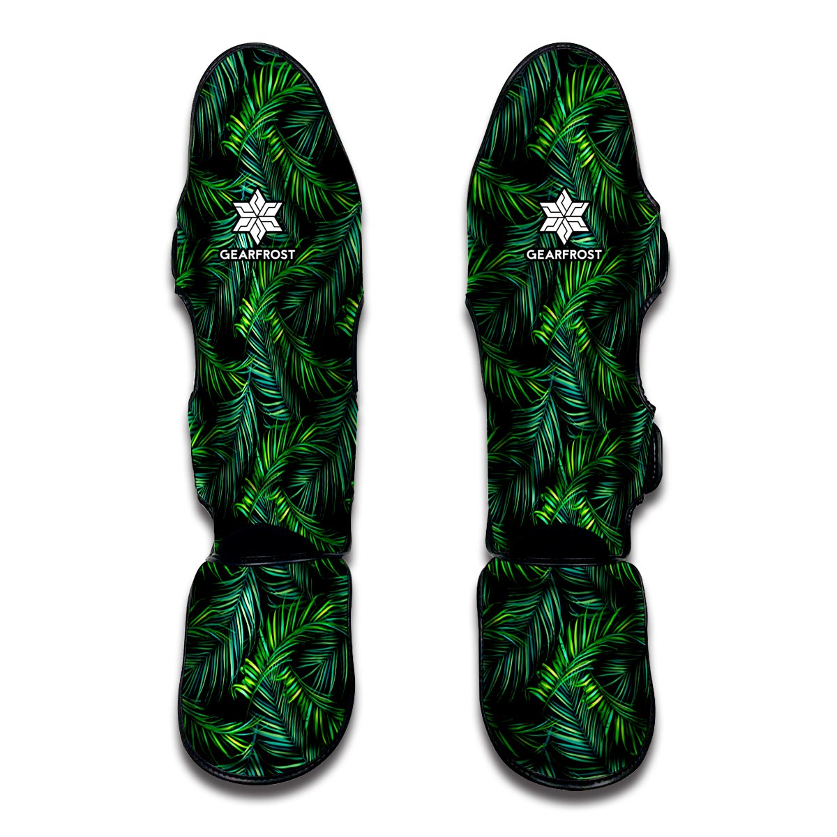 Night Tropical Palm Leaves Pattern Print Muay Thai Shin Guard