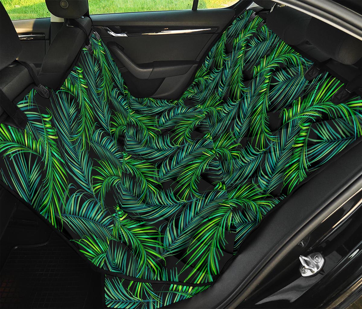 Night Tropical Palm Leaves Pattern Print Pet Car Back Seat Cover