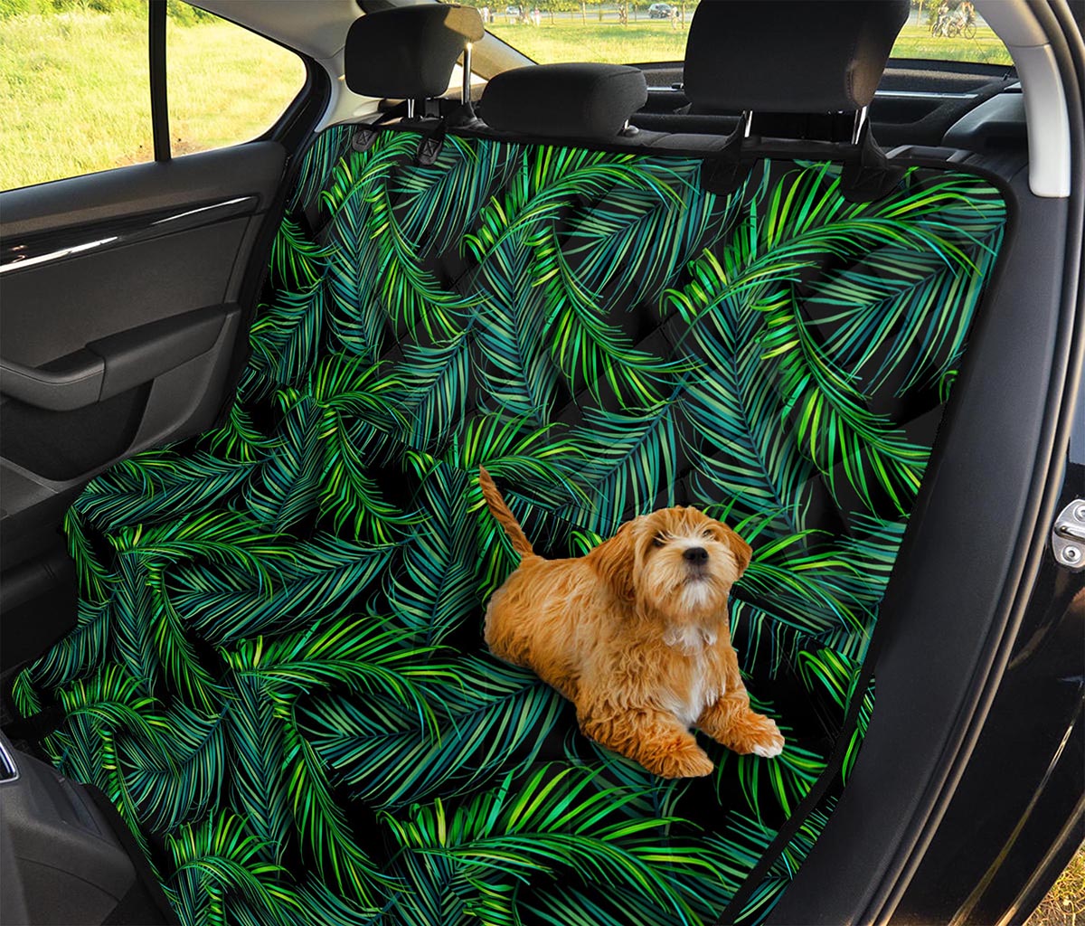 Night Tropical Palm Leaves Pattern Print Pet Car Back Seat Cover