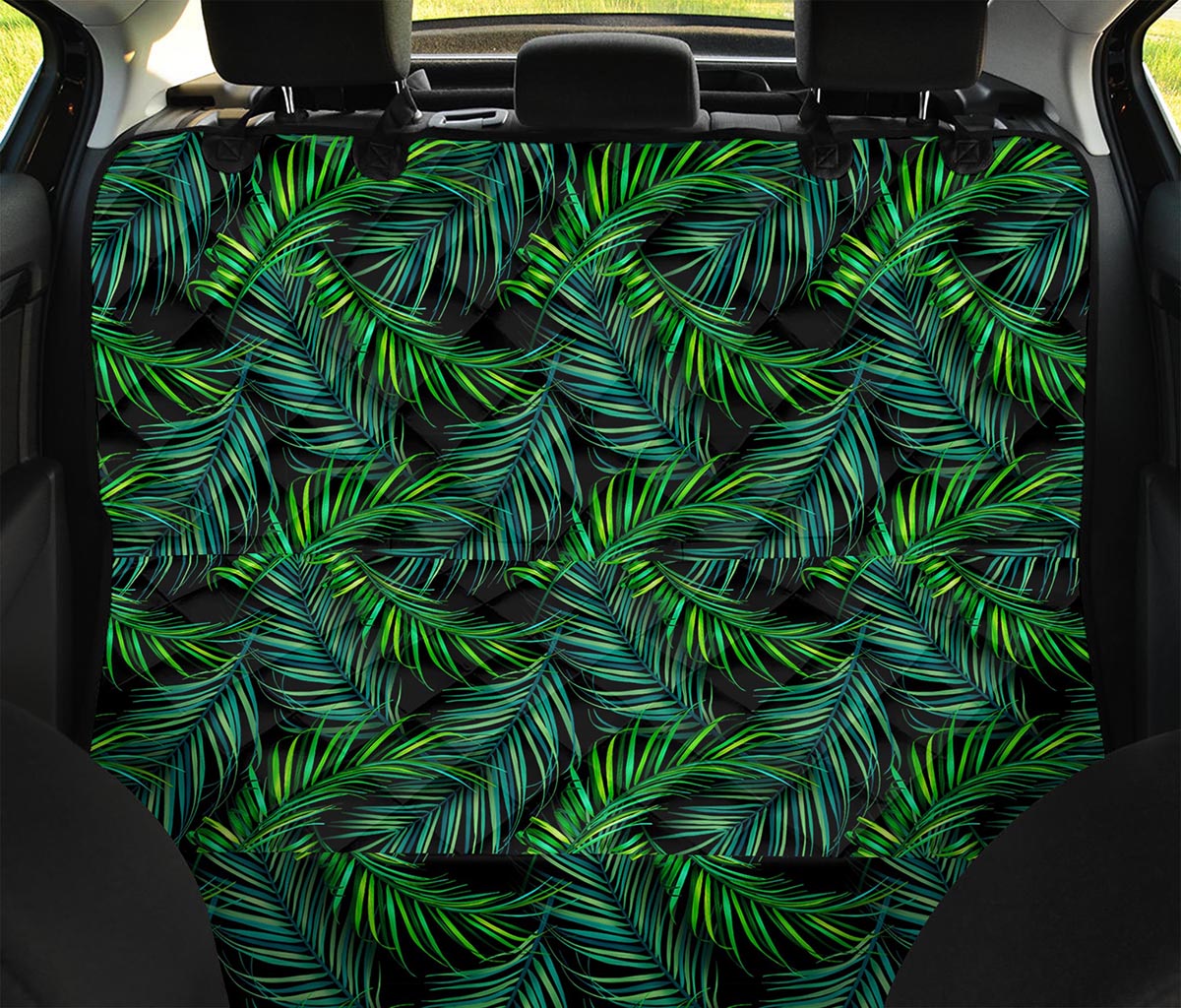 Night Tropical Palm Leaves Pattern Print Pet Car Back Seat Cover