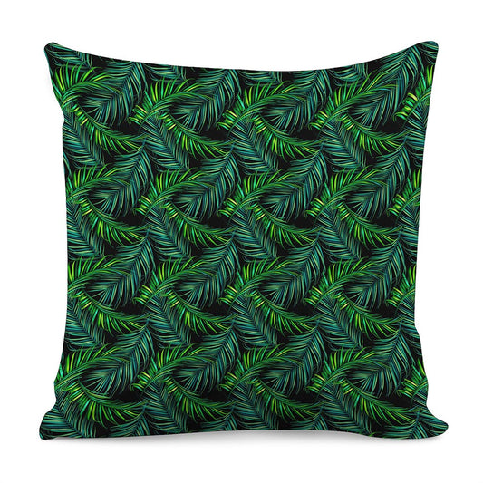 Night Tropical Palm Leaves Pattern Print Pillow Cover