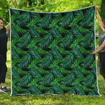 Night Tropical Palm Leaves Pattern Print Quilt