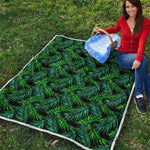 Night Tropical Palm Leaves Pattern Print Quilt