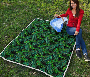 Night Tropical Palm Leaves Pattern Print Quilt