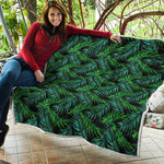 Night Tropical Palm Leaves Pattern Print Quilt