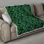 Night Tropical Palm Leaves Pattern Print Quilt