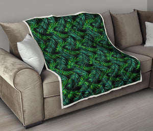 Night Tropical Palm Leaves Pattern Print Quilt