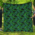 Night Tropical Palm Leaves Pattern Print Quilt