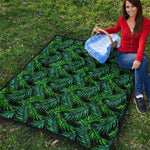 Night Tropical Palm Leaves Pattern Print Quilt