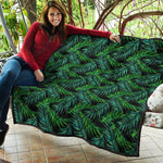 Night Tropical Palm Leaves Pattern Print Quilt