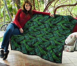 Night Tropical Palm Leaves Pattern Print Quilt