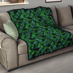 Night Tropical Palm Leaves Pattern Print Quilt