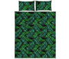 Night Tropical Palm Leaves Pattern Print Quilt Bed Set