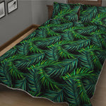 Night Tropical Palm Leaves Pattern Print Quilt Bed Set