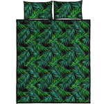 Night Tropical Palm Leaves Pattern Print Quilt Bed Set