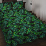 Night Tropical Palm Leaves Pattern Print Quilt Bed Set