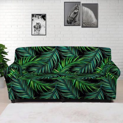 Night Tropical Palm Leaves Pattern Print Sofa Cover