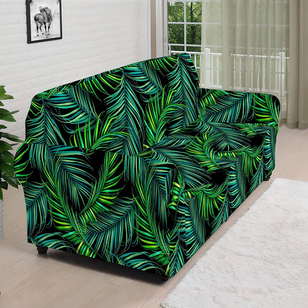Night Tropical Palm Leaves Pattern Print Sofa Cover