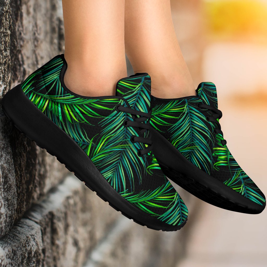 Night Tropical Palm Leaves Pattern Print Sport Shoes GearFrost