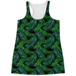 Night Tropical Palm Leaves Pattern Print Women's Racerback Tank Top