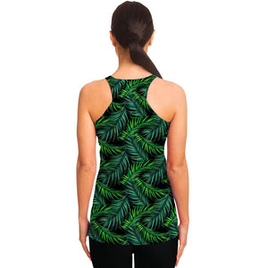 Night Tropical Palm Leaves Pattern Print Women's Racerback Tank Top