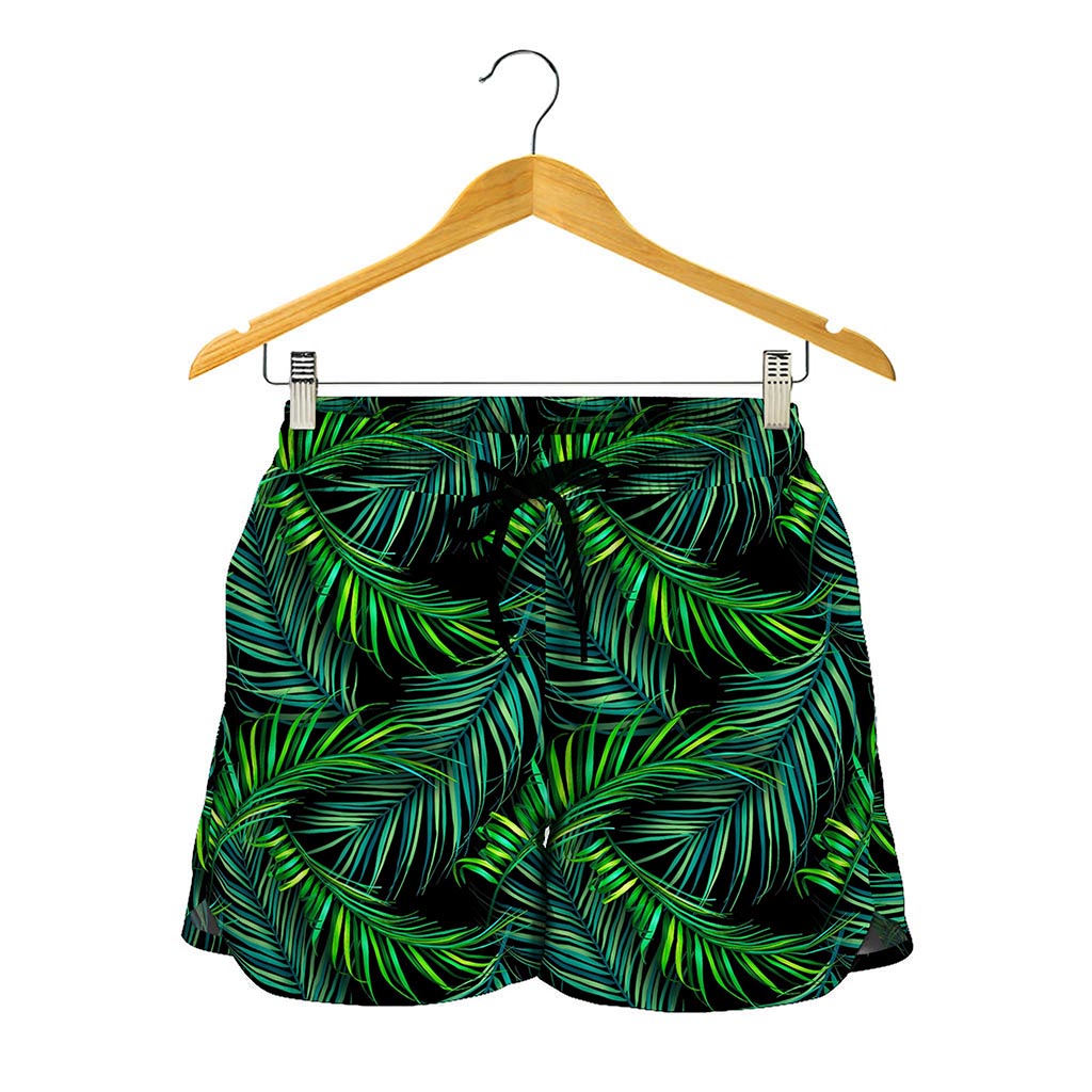 Night Tropical Palm Leaves Pattern Print Women's Shorts