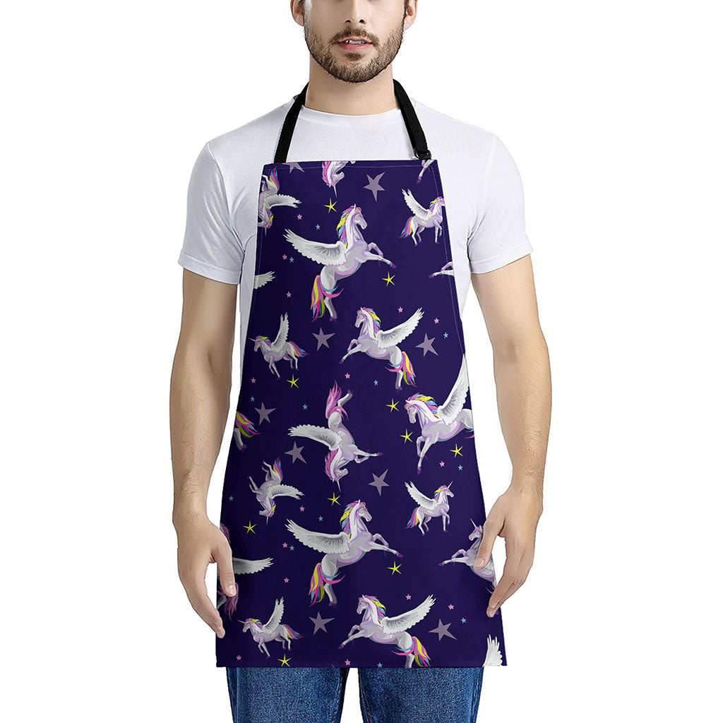 Night Winged Unicorn Pattern Print Apron