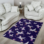Night Winged Unicorn Pattern Print Area Rug GearFrost