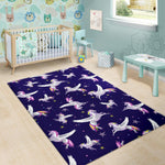 Night Winged Unicorn Pattern Print Area Rug GearFrost