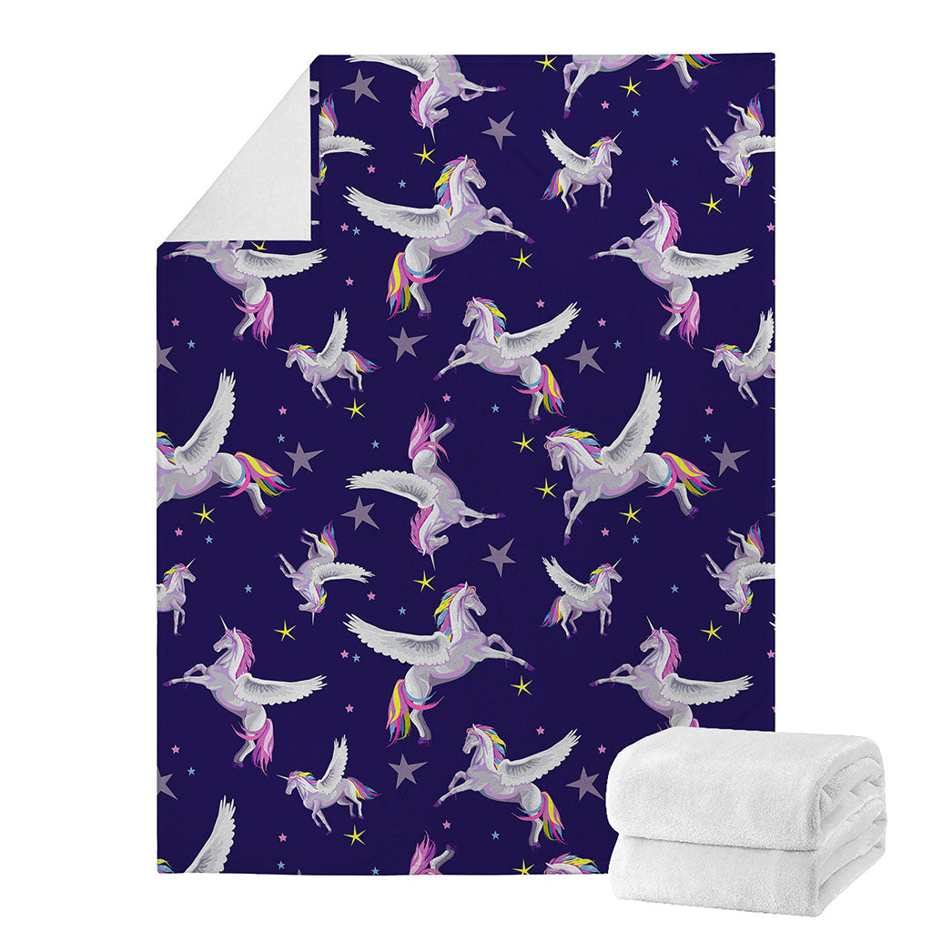 Night Winged Unicorn Pattern Print Blanket