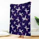 Night Winged Unicorn Pattern Print Blanket