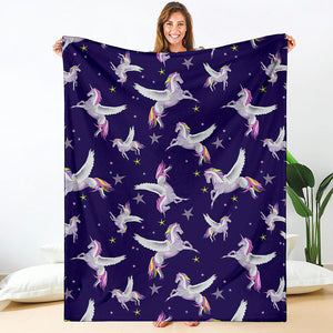 Night Winged Unicorn Pattern Print Blanket