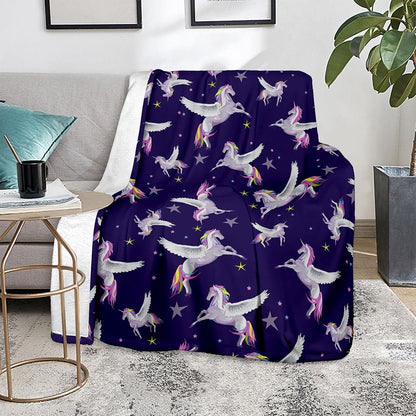 Night Winged Unicorn Pattern Print Blanket