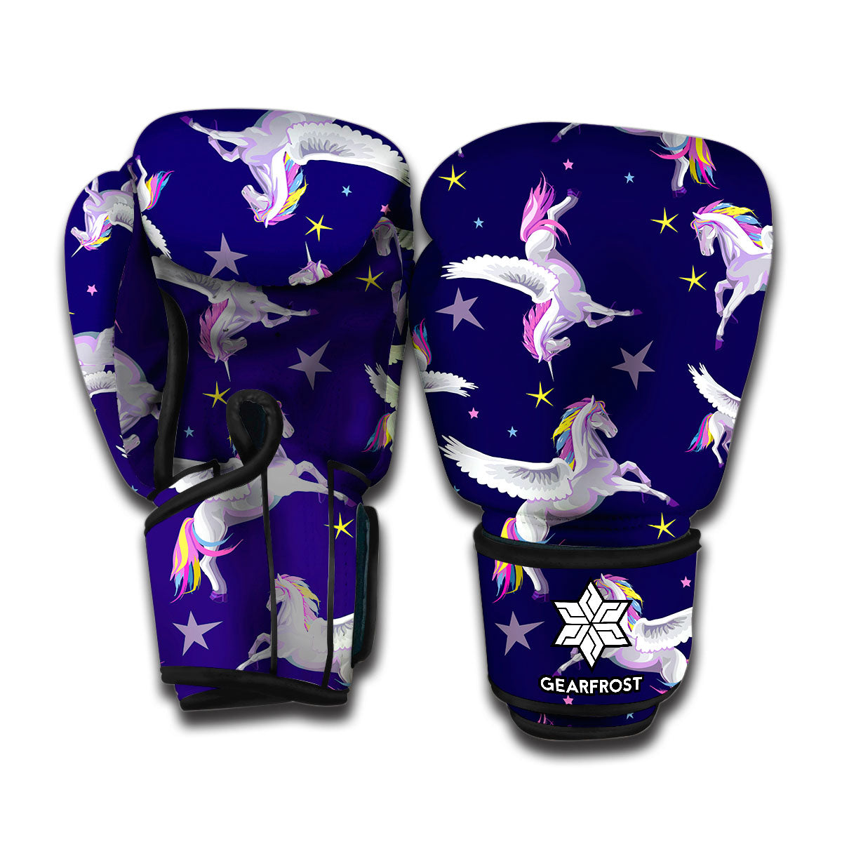Night Winged Unicorn Pattern Print Boxing Gloves