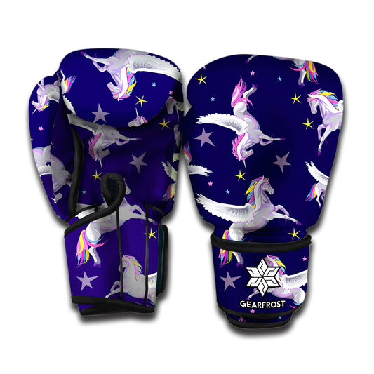Night Winged Unicorn Pattern Print Boxing Gloves