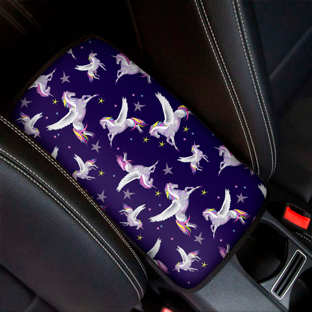 Night Winged Unicorn Pattern Print Car Center Console Cover