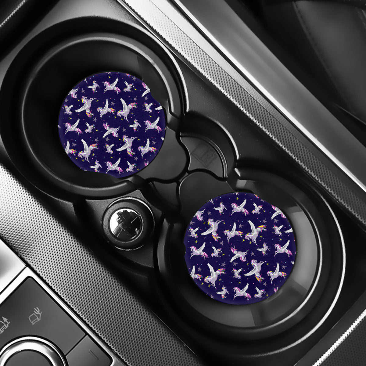 Night Winged Unicorn Pattern Print Car Coasters