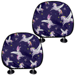 Night Winged Unicorn Pattern Print Car Headrest Covers