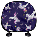 Night Winged Unicorn Pattern Print Car Headrest Covers