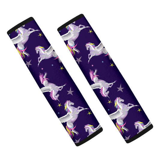 Night Winged Unicorn Pattern Print Car Seat Belt Covers