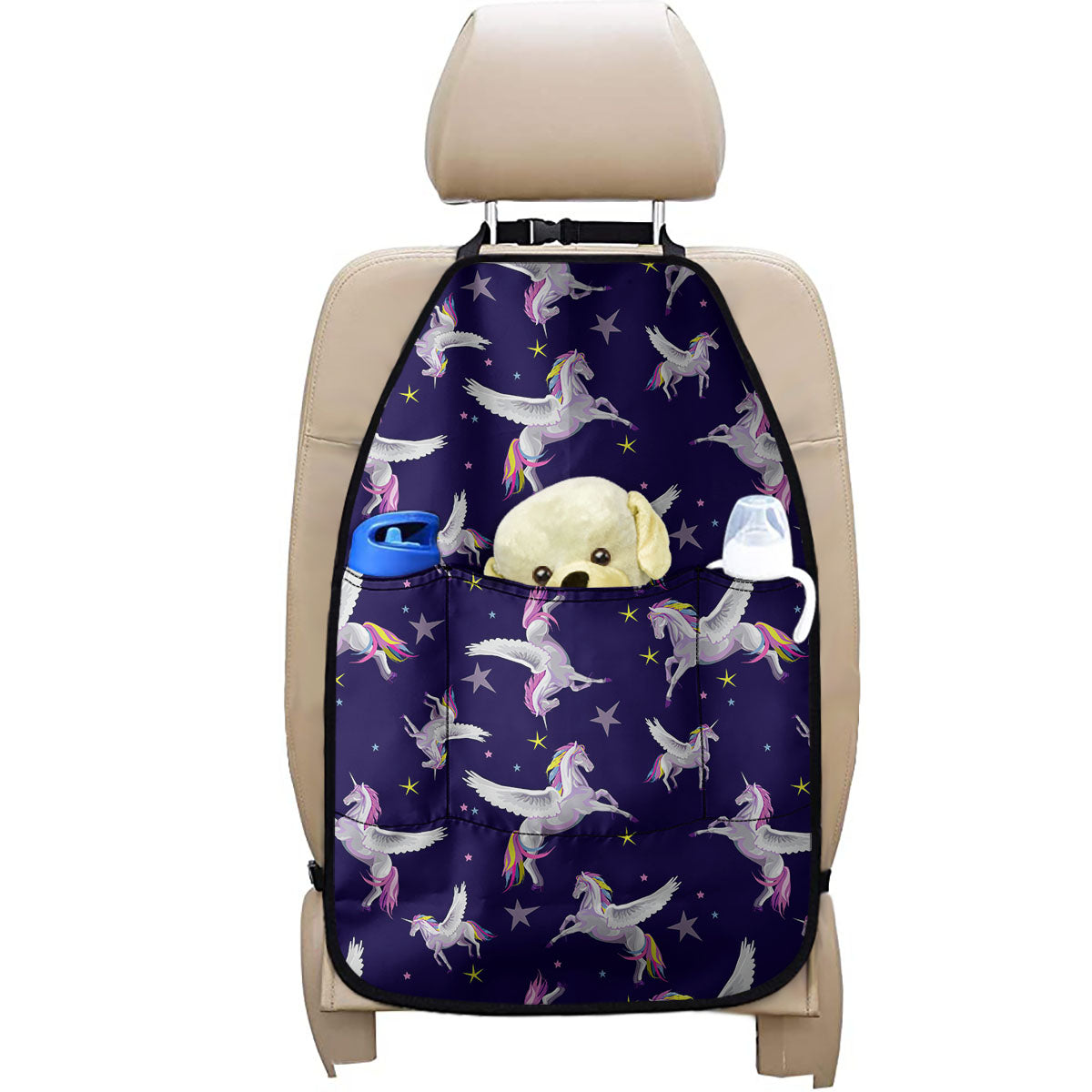 Night Winged Unicorn Pattern Print Car Seat Organizers