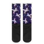 Night Winged Unicorn Pattern Print Crew Socks