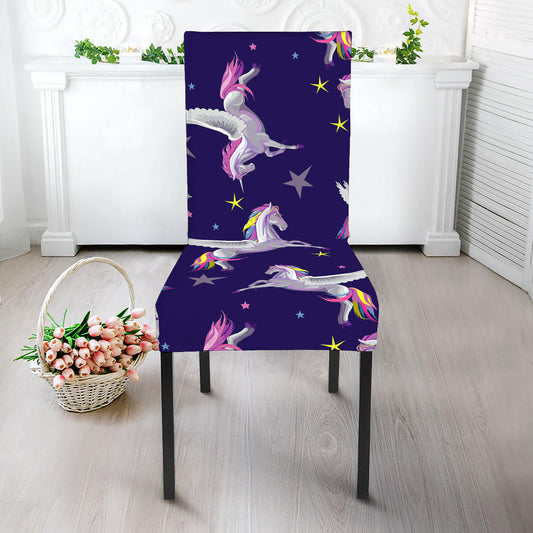 Night Winged Unicorn Pattern Print Dining Chair Slipcover