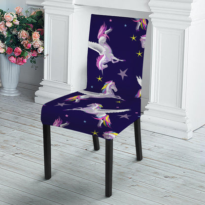 Night Winged Unicorn Pattern Print Dining Chair Slipcover